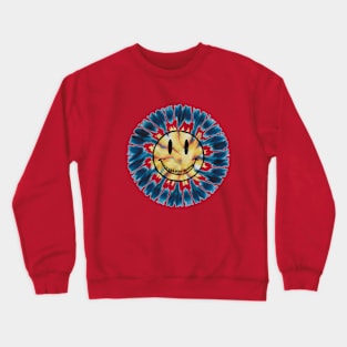 "90s Psychedelic Smiley: Peace & Love"- Retro Cute Hipster Blues Crewneck Sweatshirt